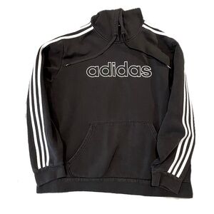 Adidas Black Hoodie with White Stripes size L
